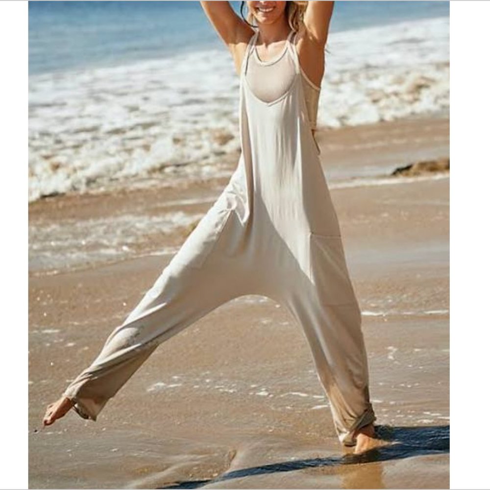 Free People Cream Jumpsuit